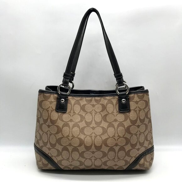 Coach Brown Coated Canvas Heritage Shopper Tote Bag F18923 - Picture 2 of 11